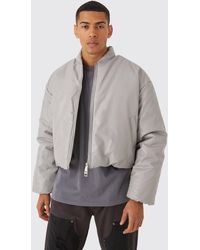 BoohooMAN - Boxy Pu Volume Padded Puffer Bomber Jacket - Lyst