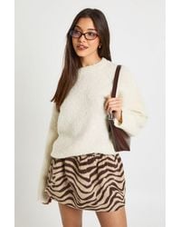 Boohoo - Zebra Wool Look A-Line Mini Skirt - Lyst