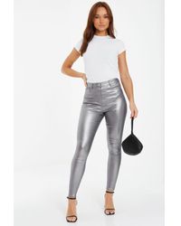 Quiz - Faux Leather Skinny Jeans - Lyst