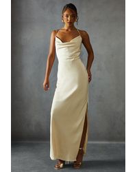 MissPap - Textured Satin Cowl Neck Maxi Dress - Lyst