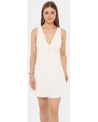Hiccup - Cotton V-Neck Cut-Out Buttoned Detail Mini Dress - Lyst