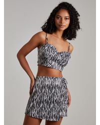 Pink Vanilla - Satin Cropped Zebra Bralette - Lyst