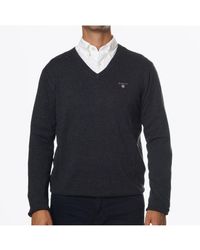 GANT - Classic Cotton V-Neck Sweatshirt - Lyst