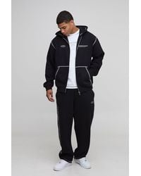 BoohooMAN - Oversized Slogan Zip Through Hoodie And Baggy Jogger Tracksuit - Lyst