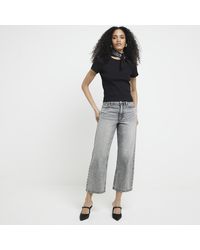 River Island - Cropped Jeans Relaxed Straight Fit Cotton - Lyst