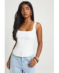 Boohoo - Structured Crepe Corset Top - Lyst