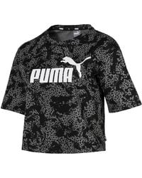 PUMA - Elevated Essentials Cropped Logo Aop T-Shirt Top 580392 01 - Lyst