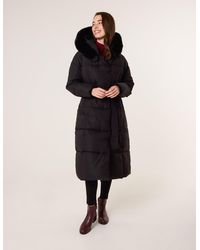 Blue Vanilla - Long Puffer Faux Fur Hooded Coat - Lyst