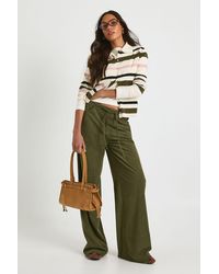Boohoo - Tall Cord Tie Waist Wide Leg Trouser - Lyst