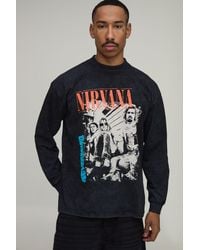 BoohooMAN - Washed Oversized Nirvana Tour License Print Long Sleeve T-Shirt - Lyst