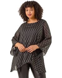 Roman - Curve Chiffon Overlay Foil Top - Lyst