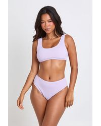 Boohoo - Textured High Waist Bikini Bottom - Lyst