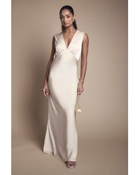 Oasis - Satin Open Back Detail Maxi Bridesmaid Dress - Lyst