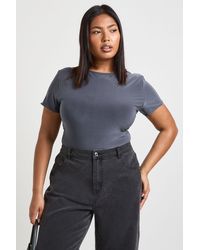 Boohoo - Plus Double Layer Slinky Fitted Bodysuit - Lyst