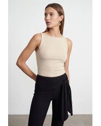Dilvin - Geribbelde Katoenen Halterblouse - Lyst