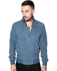 Infinity Leather - Retro Goat Suede Varsity Bomber Jacket-Athens - Lyst