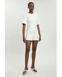 Karen Millen - Tailored Linen Button Detail Playsuit - Lyst