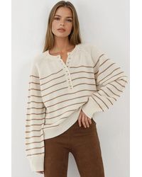 Hiccup - Button Detailed Striped Loose Fit Sweater - Lyst