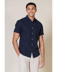 Nines - Linen Blend Short Sleeve Button-Up Shirt - Lyst