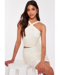 Quiz - Embroidered Crop Top Viscose - Lyst