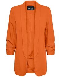 Pieces - Solid Patterned Tie Waist Blazer - Lyst