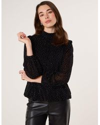 Blue Vanilla - Rhinestone Shoulder Pad Puffball Blouse - Lyst