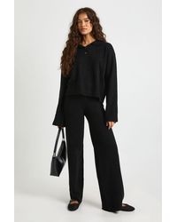 Boohoo - Collared Button Down Oversized Knitted Sweater And Straight Leg Trouser Co-Ord - Lyst