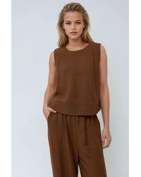 Hiccup - Linen Feel Blouse & Elastic Waist Pants Two-Piece Coord Set - Lyst