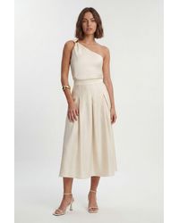 Karen Millen - Petite Hammered Satin One Shoulder Woven Top - Lyst