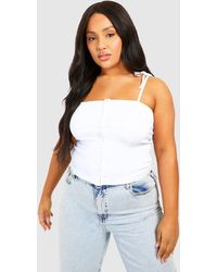 Boohoo - Plus Hook And Eye Tie Shoulder Corset Top - Lyst