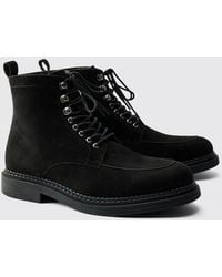 BoohooMAN - Faux Suede Chunky Sole Hiking Detail Boots - Lyst