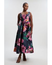Karen Millen - Plus Size Romantic Floral Print Prom Woven Maxi Dress - Lyst