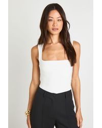 Boohoo - Tall Double Layer Slinky Square Neck Sleeveless Bodysuit - Lyst