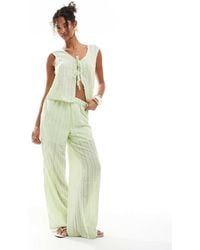 Pieces - Textured Wide Leg Trouser Co-Ord - Lyst