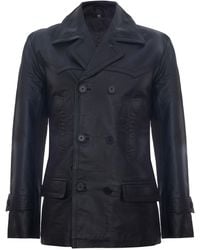 Infinity Leather - Cow Hide Dr Who Naval German Pea Coat Jacket - Lyst