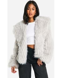 Boohoo - Tall Oversized Collared Faux Fur Jacket - Lyst