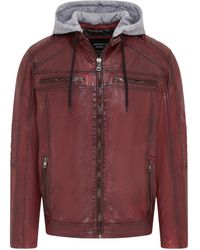 Infinity Leather - Ox Hooded Burgundy Biker Lamb Jacket - Lyst