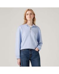 Levi's - Dames Everyday Sweatshirt Met Kwartrits In Lichtblauw - Lyst