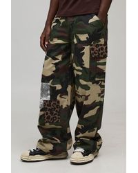 BoohooMAN - Balloon Fit Camo Patch Cargo Trousers - Lyst