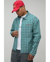 BoohooMAN - Oversized Boxy Raw Hem Checked Shirt - Lyst
