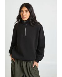 Boohoo - Tall Oversized Half Zip Sweatshirt - Lyst