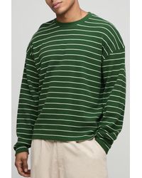 BoohooMAN - Oversized Striped Heavyweight Long Sleeve Waffle T-Shirt - Lyst