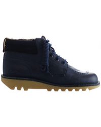 Kickers - Kick Hi Witer Navy Boots Leather - Lyst
