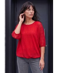 Roman - Mesh Bubble Hem Stretch Top - Lyst
