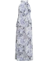 Gina Bacconi - Esty Long Printed Maxi With Beaded Halter Neckline - Lyst