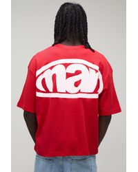 BoohooMAN - Oversized Boxy Sport Print Waffle T-Shirt - Lyst