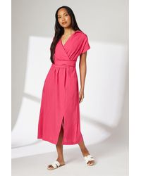 PRINCIPLES - Linen Blend Wrap Dress Viscose - Lyst