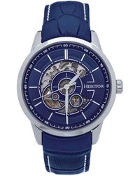 Heritor - Davies Semi-Skeleton Leather-Band Watch - Lyst