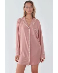 Hiccup - Extra Soft Touch Relaxed Fit Mini Lounge Dress With Shirt Collar - Lyst