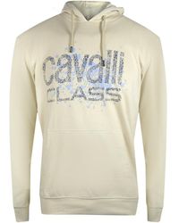 Roberto Cavalli - Cracked Sprayed Logo Hoodie Cotton - Lyst
